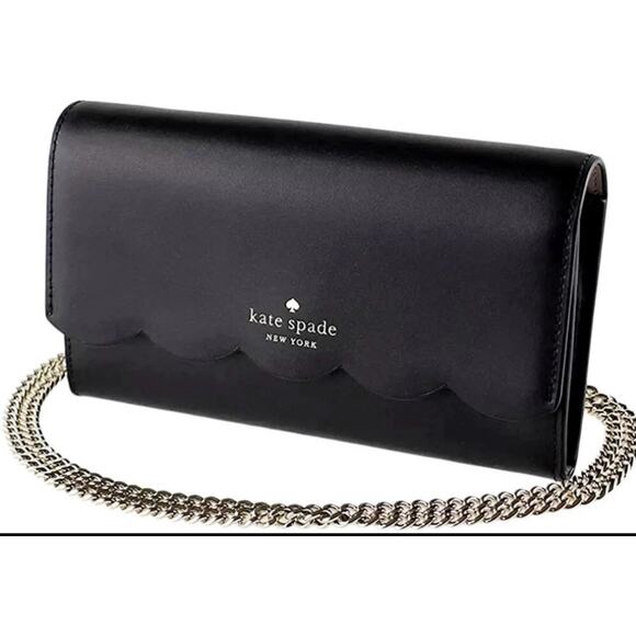 Kate Spade Gemma Black Leather Chain Crossbody Bag Classic Purse Wallet NWT - Picture 7 of 8
